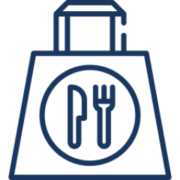 Food takeout bag with knife and fork icon