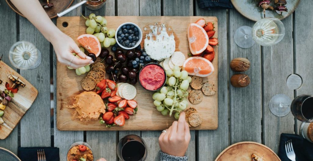 table top with food samples