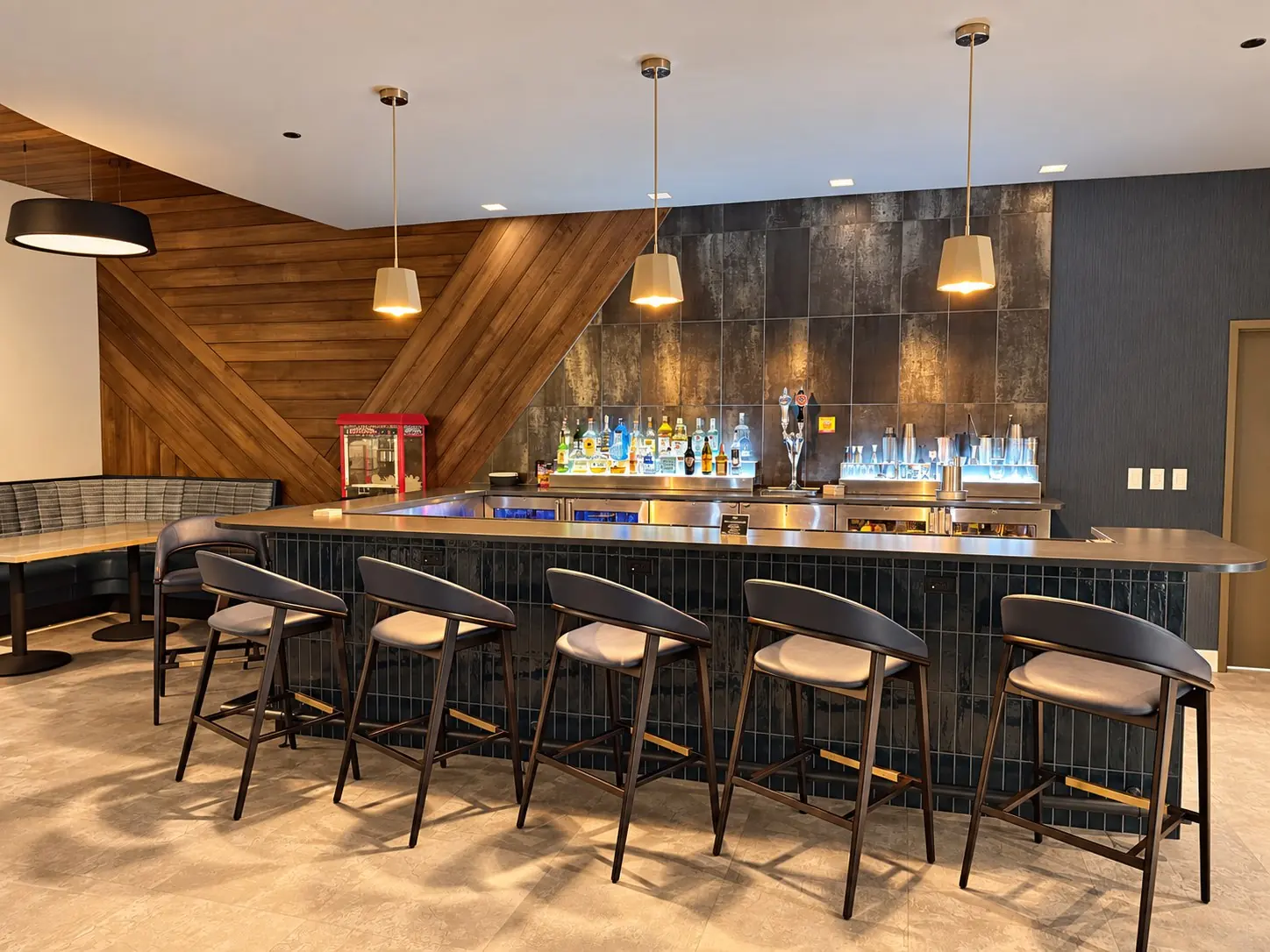 The working bar at the Indianapolis culinary center