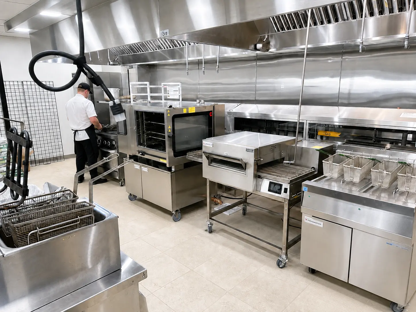 Cooking and prep equipment on view