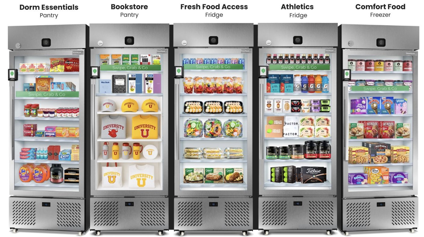 A FoodSpot cashierless micro-store stocked with fresh grab-and-go
